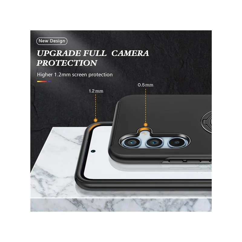 Cover per Samsung Galaxy S26+ in PC + TPU con Supporto ad Anello Girevole - Nero
