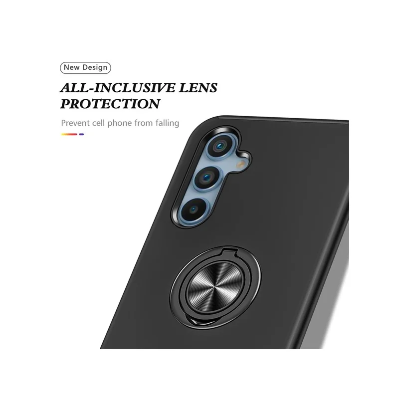 Cover per Samsung Galaxy S26+ in PC + TPU con Supporto ad Anello Girevole - Nero