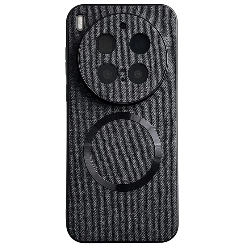 For vivo X300 Pro 5G Magnetic Case Drop-Proof TPU + Cloth Back Phone Cover - Black