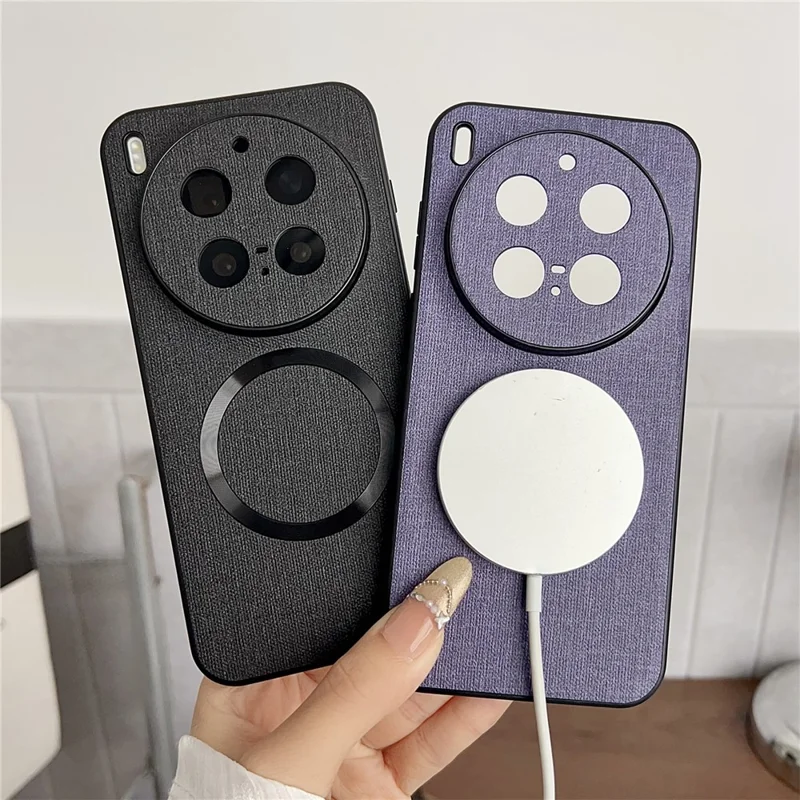 For vivo X300 Pro 5G Magnetic Case Drop-Proof TPU + Cloth Back Phone Cover - Black