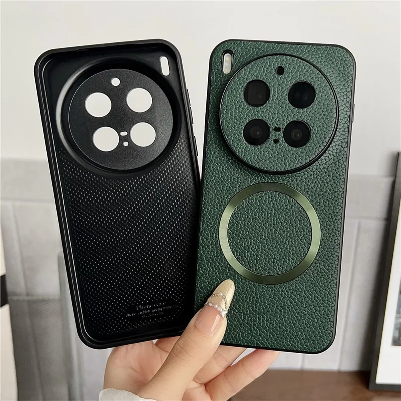 For vivo X300 Pro 5G Magnetic Case PU Leather + TPU Phone Back Cover - Green