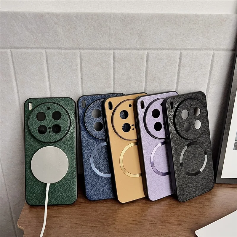 For vivo X300 Pro 5G Magnetic Case PU Leather + TPU Phone Back Cover - Green