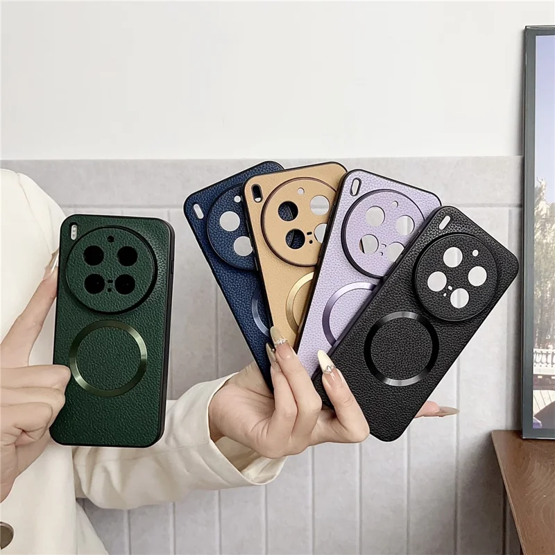 For vivo X300 Pro 5G Magnetic Case PU Leather + TPU Phone Back Cover - Green