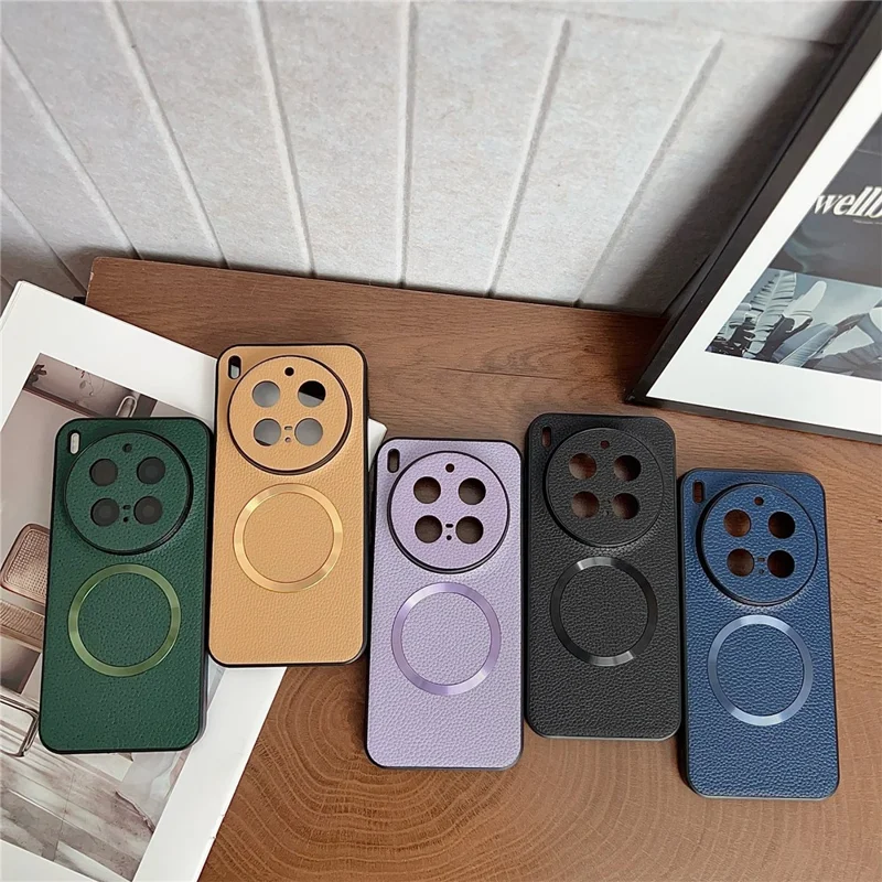 For vivo X300 Pro 5G Magnetic Case PU Leather + TPU Phone Back Cover - Green