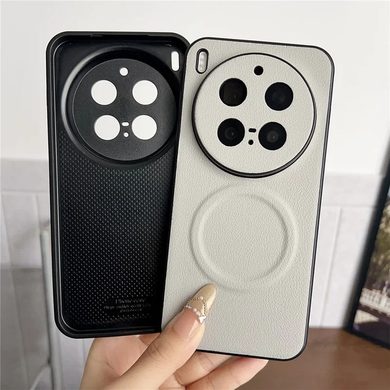 For vivo X300 Pro 5G Magnetic Case PU Leather + TPU Phone Back Cover - White