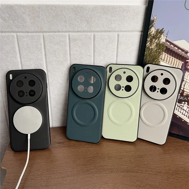 For vivo X300 Pro 5G Magnetic Case PU Leather + TPU Phone Back Cover - White