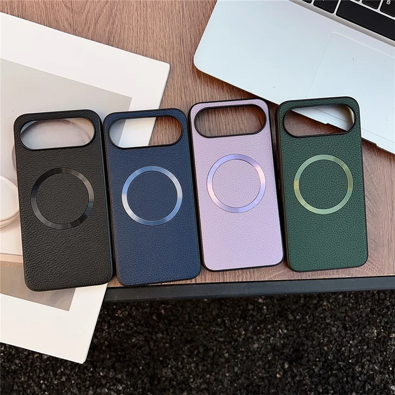 For Honor 500 5G Magnetic Case Litchi Texture PU Leather + TPU Phone Back Cover - Black