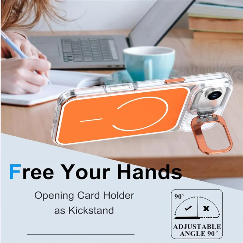 Für iPhone Air Magnetisch Tasche Passende Farbe Objektiv Ständer TPU PC Handyhülle Kompatibel mit MagSafe - Orange