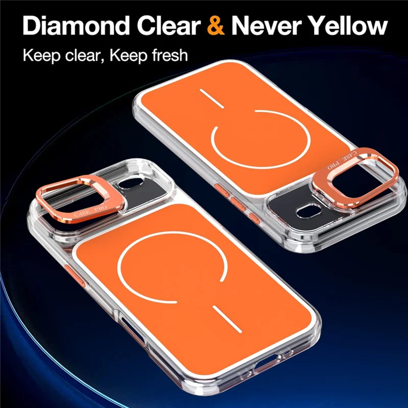 Für iPhone Air Magnetisch Tasche Passende Farbe Objektiv Ständer TPU PC Handyhülle Kompatibel mit MagSafe - Orange