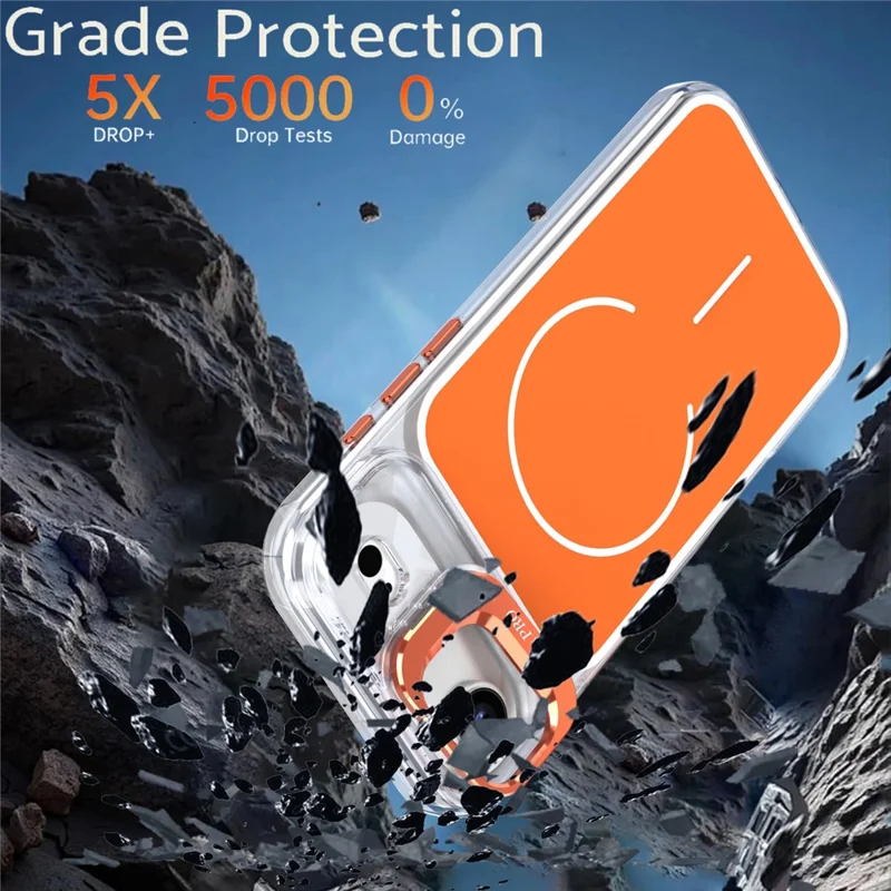 Für iPhone Air Magnetisch Tasche Passende Farbe Objektiv Ständer TPU PC Handyhülle Kompatibel mit MagSafe - Orange