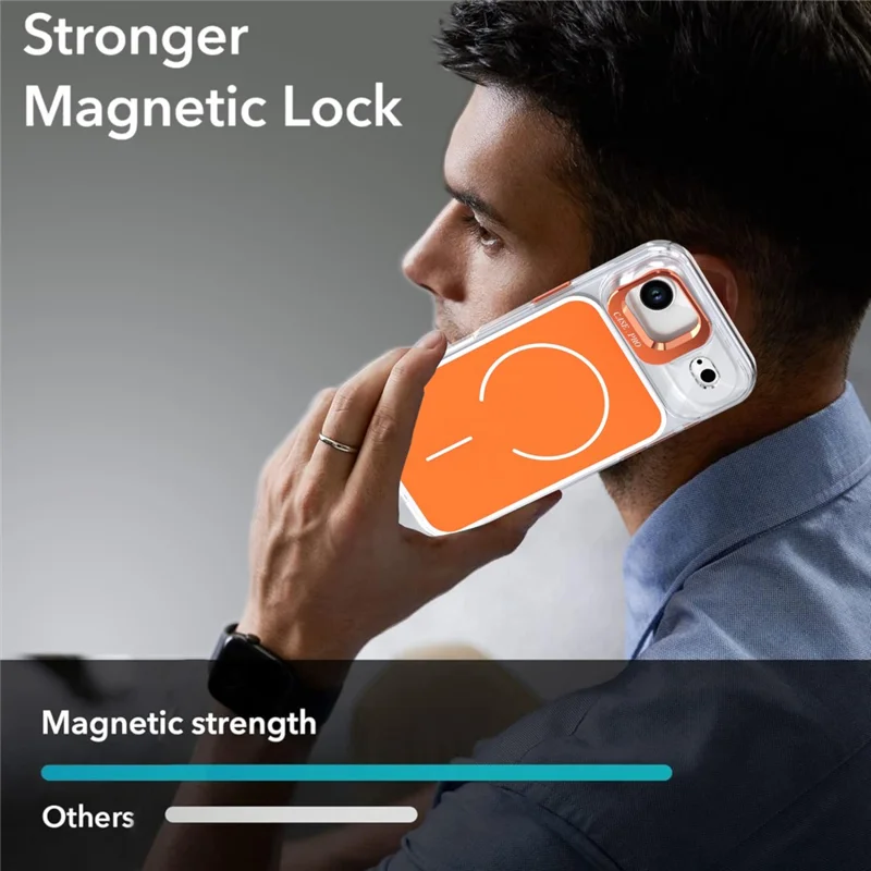 Für iPhone Air Magnetisch Tasche Passende Farbe Objektiv Ständer TPU PC Handyhülle Kompatibel mit MagSafe - Orange