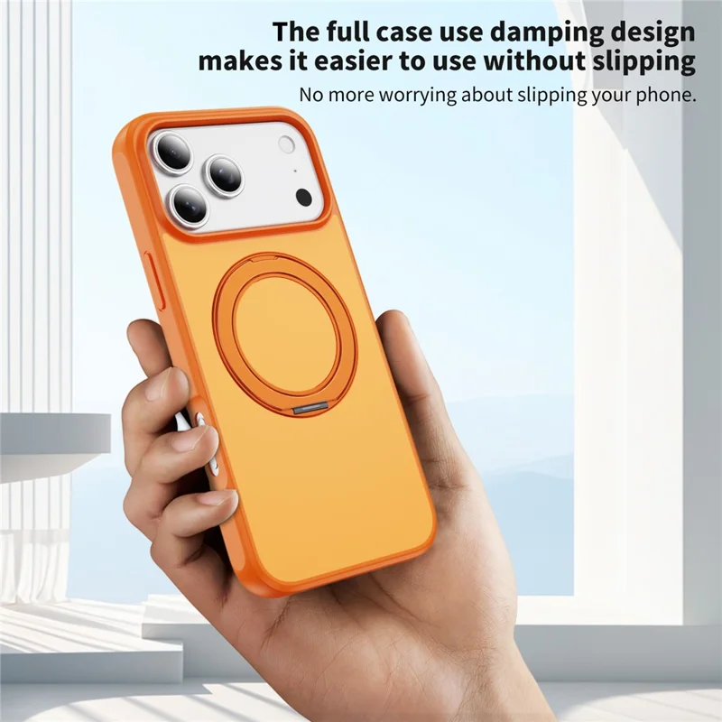 Funda magnetica per iPhone 17 Pro con supporto integrato, doppio colore, antiurto, copertura protettiva - Arancione