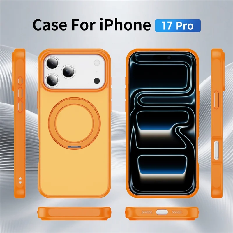 Funda magnetica per iPhone 17 Pro con supporto integrato, doppio colore, antiurto, copertura protettiva - Arancione