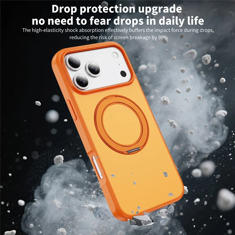 For iPhone 17 Pro Max Magnetic Case with Kickstand Dual Color Anti Drop Protective Phone Cover - Orange