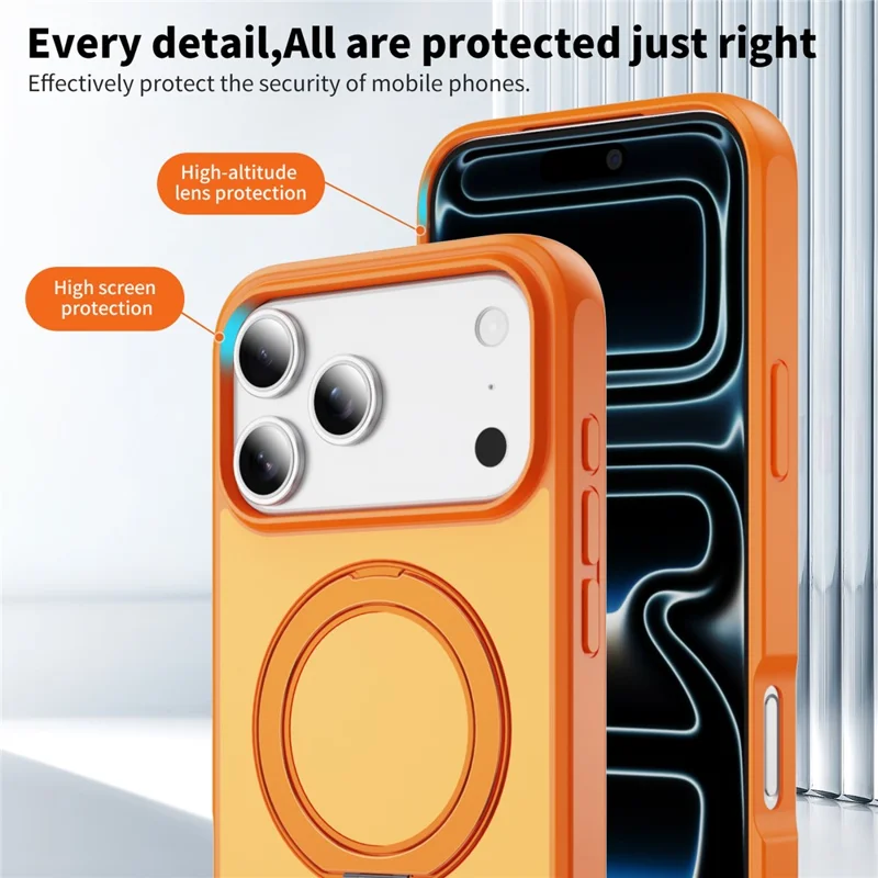 For iPhone 17 Pro Max Magnetic Case with Kickstand Dual Color Anti Drop Protective Phone Cover - Orange
