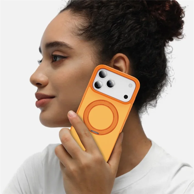 For iPhone 17 Pro Max Magnetic Case with Kickstand Dual Color Anti Drop Protective Phone Cover - Orange