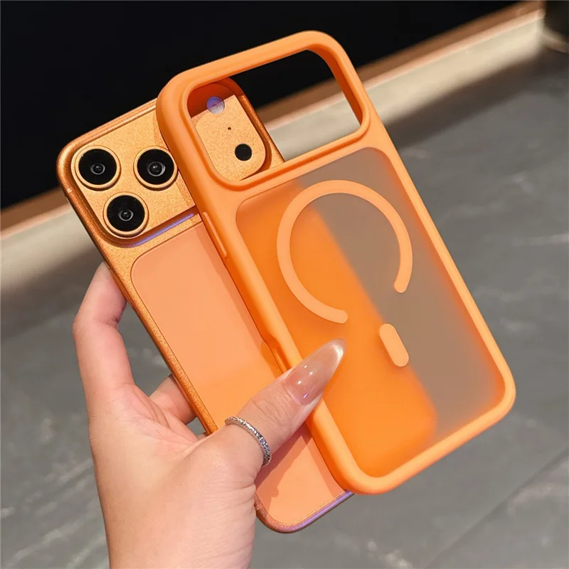 Capa para iPhone 17 Pro Max Compatível com MagSafe, Capa Traseira em TPU e PC com Toque Suave de 2,0 mm - Laranja