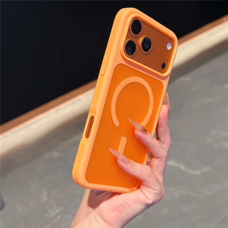 Capa para iPhone 17 Pro Max Compatível com MagSafe, Capa Traseira em TPU e PC com Toque Suave de 2,0 mm - Laranja