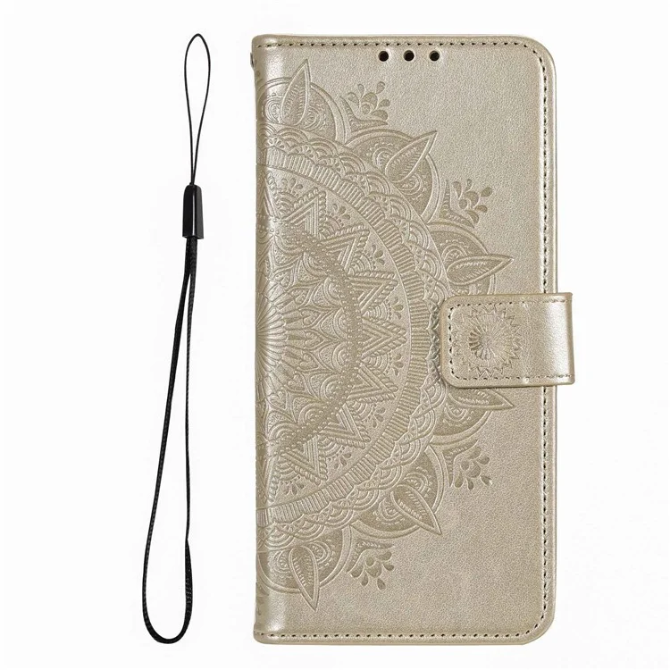 Pour Xiaomi Redmi Note 12 Pro 5g Anti-Scratch PU le Cuir Portefeuille en Cuir Stand Mandala Fleur Imprimé Magnétique Couvrette Anti-poussière - or