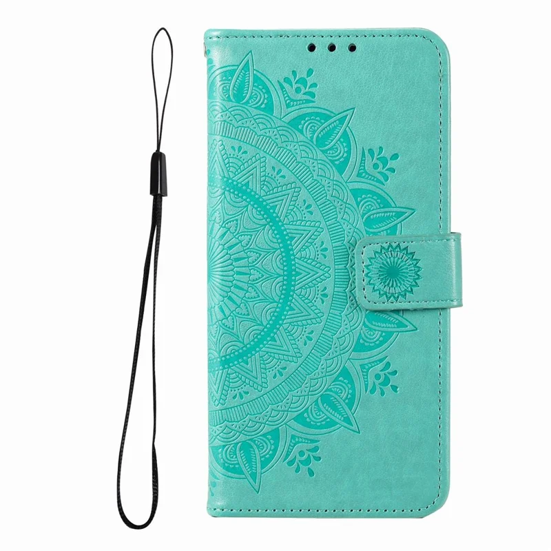 Pour Xiaomi Redmi Note 12 Pro 5g Anti-Scratch PU le Cuir Portefeuille en Cuir Stand Mandala Fleur Imprimé Magnétique Couvrette Anti-poussière - Vert