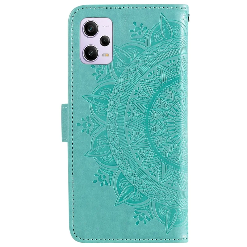 Pour Xiaomi Redmi Note 12 Pro 5g Anti-Scratch PU le Cuir Portefeuille en Cuir Stand Mandala Fleur Imprimé Magnétique Couvrette Anti-poussière - Vert