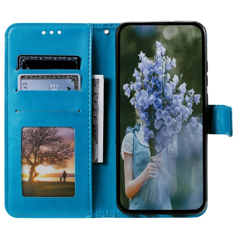 Pour Xiaomi Redmi Note 12 Pro 5g Anti-Scratch PU le Cuir Portefeuille en Cuir Stand Mandala Fleur Imprimé Magnétique Couvrette Anti-poussière - Bleu