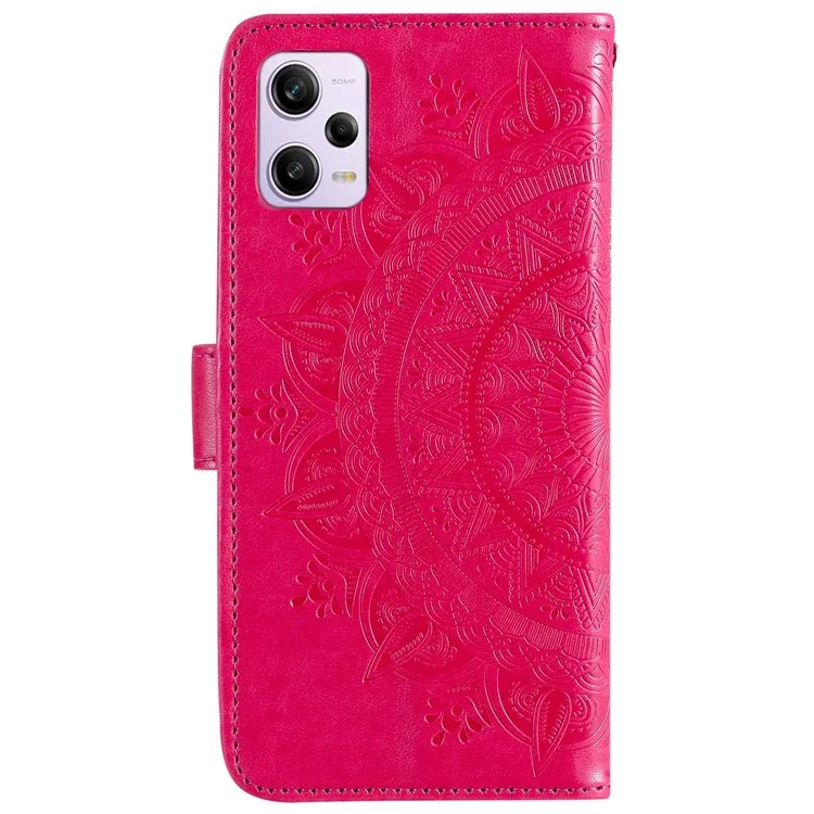 Mandala Flower Impresso PU Couro Caso Para Xiaomi Redmi Nota 12 Pro+ 5g, Flip Stand Magnetic Protection Tampa Carteira - Rosa