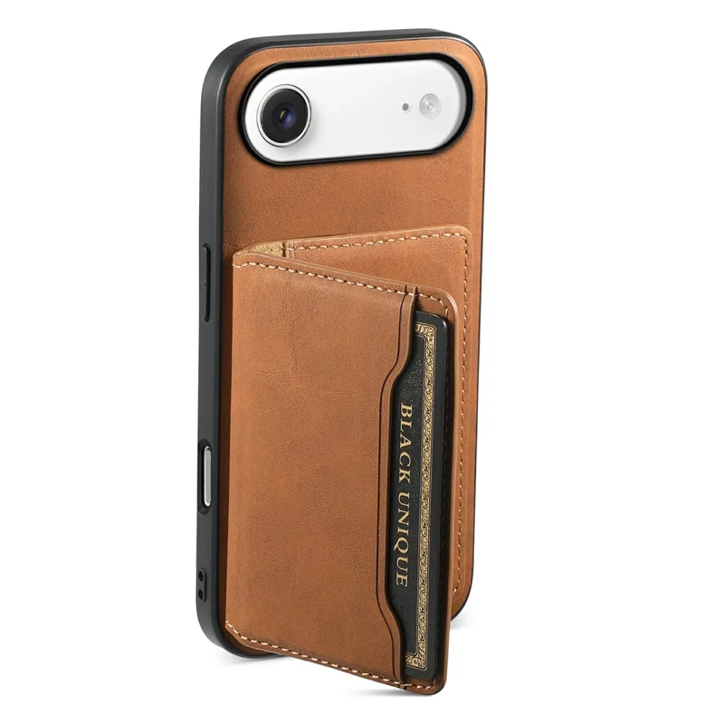 DENIOR D13 pour iPhone Air Étui Magnétique Porte-cartes Revêtement en Cuir PC + TPU - Brun