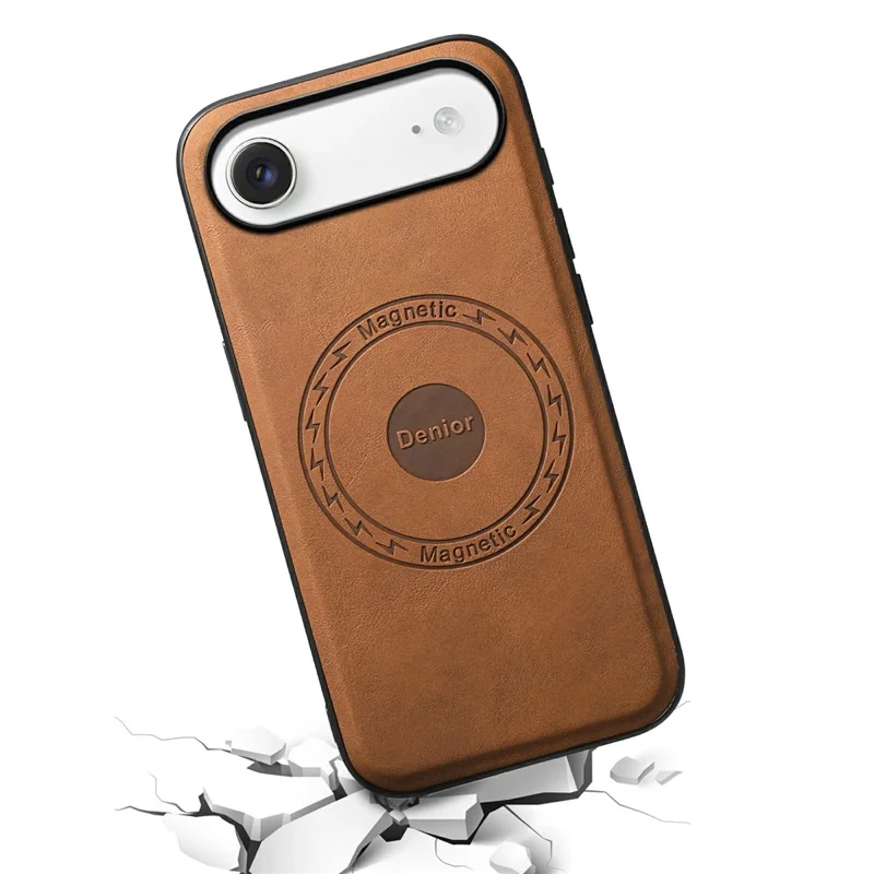 DENIOR D13 pour iPhone Air Étui Magnétique Porte-cartes Revêtement en Cuir PC + TPU - Brun