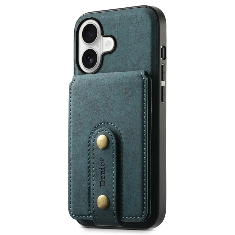 DENIOR D14 pour iPhone 17 Étui Magnétique avec Porte-cartes Détachable et Support Téléphone - Bleu