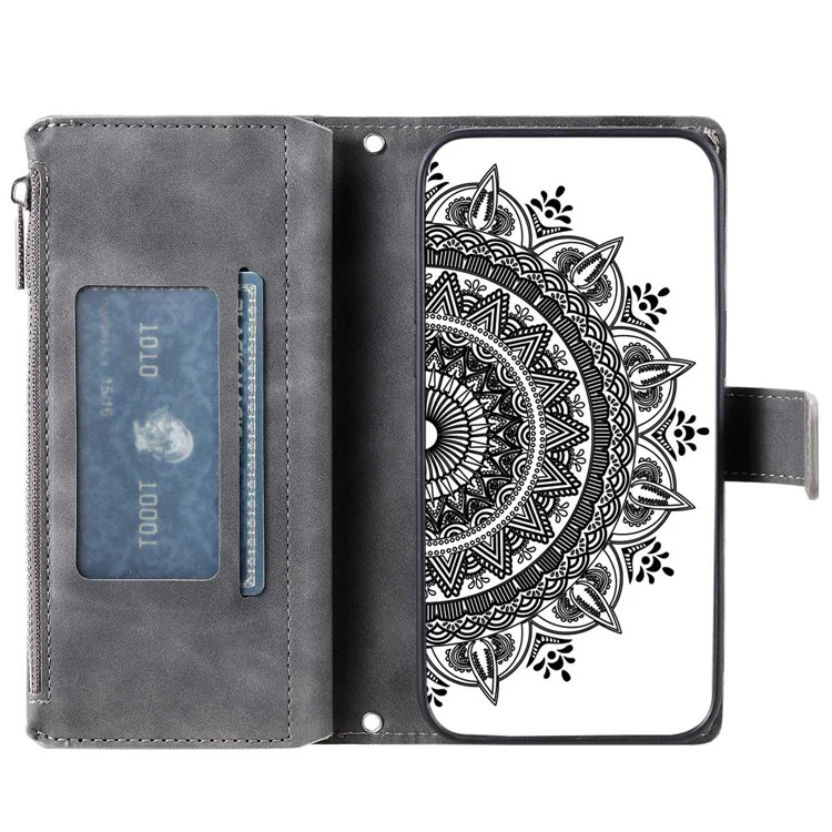 Per Samsung Galaxy A23 4G / 5G (versione Globale) / M13 4G / F23 5G / M23 5G PU Peth Pethe Phelle Che Copertura in Mandala Flowhe Copertura Con Struzione Cappersa Capper - Grigio