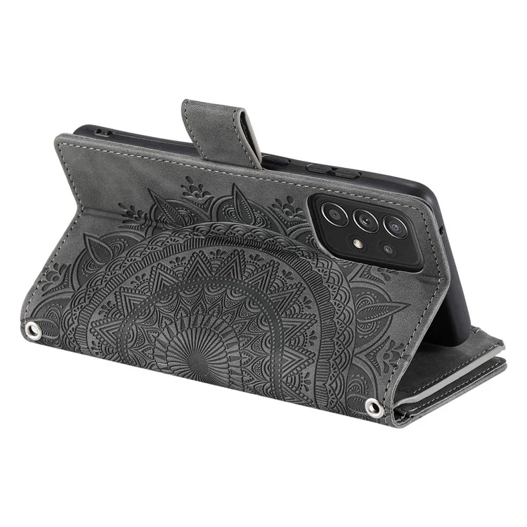 Per Samsung Galaxy A23 4G / 5G (versione Globale) / M13 4G / F23 5G / M23 5G PU Peth Pethe Phelle Che Copertura in Mandala Flowhe Copertura Con Struzione Cappersa Capper - Grigio