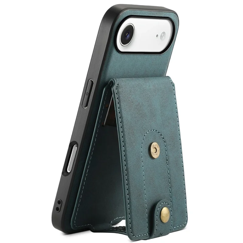DENIOR D14 For iPhone Air Magnetic Case with Detachable Card Holder Kickstand PU+TPU+PC Phone Cover - Green