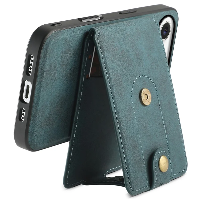 DENIOR D14 For iPhone Air Magnetic Case with Detachable Card Holder Kickstand PU+TPU+PC Phone Cover - Green