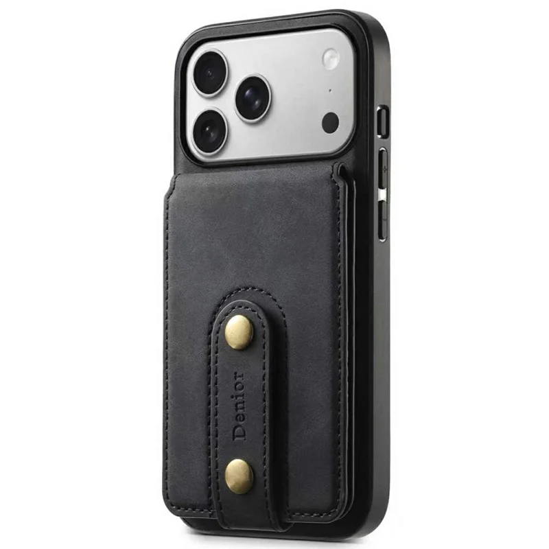 DENIOR D14 pour iPhone 17 Pro Max Étui Magnétique avec Porte-cartes Détachable et Support Pliable - Noir