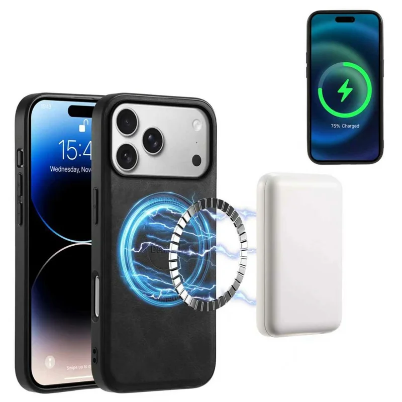 DENIOR D14 pour iPhone 17 Pro Max Étui Magnétique avec Porte-cartes Détachable et Support Pliable - Noir