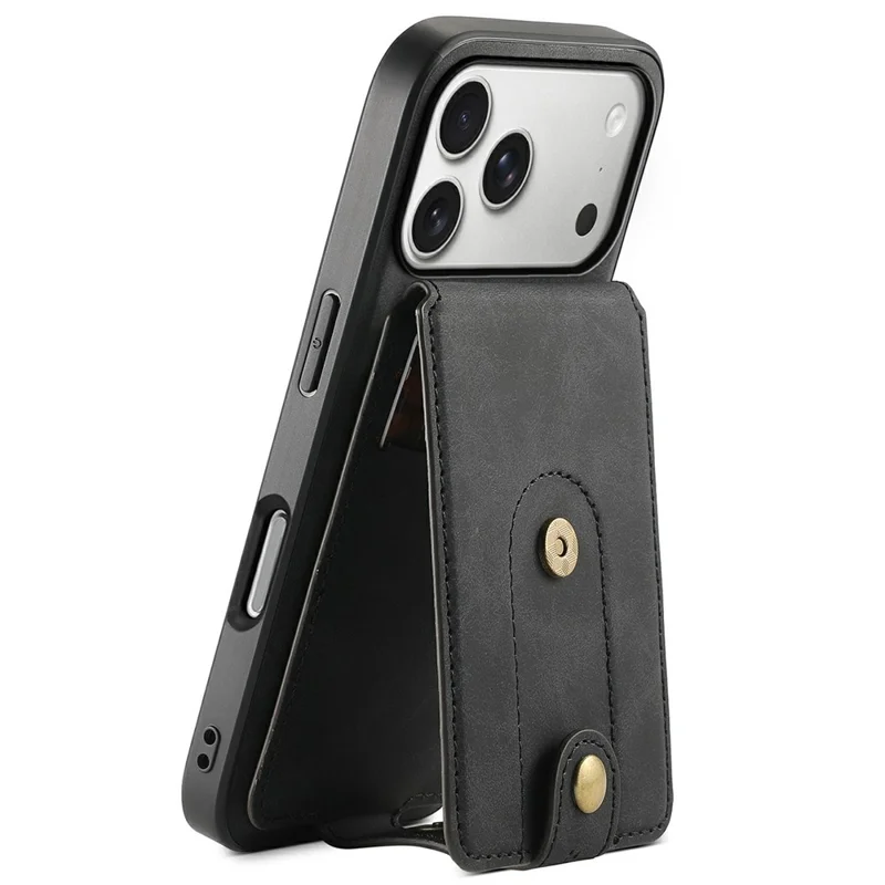 DENIOR D14 pour iPhone 17 Pro Max Étui Magnétique avec Porte-cartes Détachable et Support Pliable - Noir