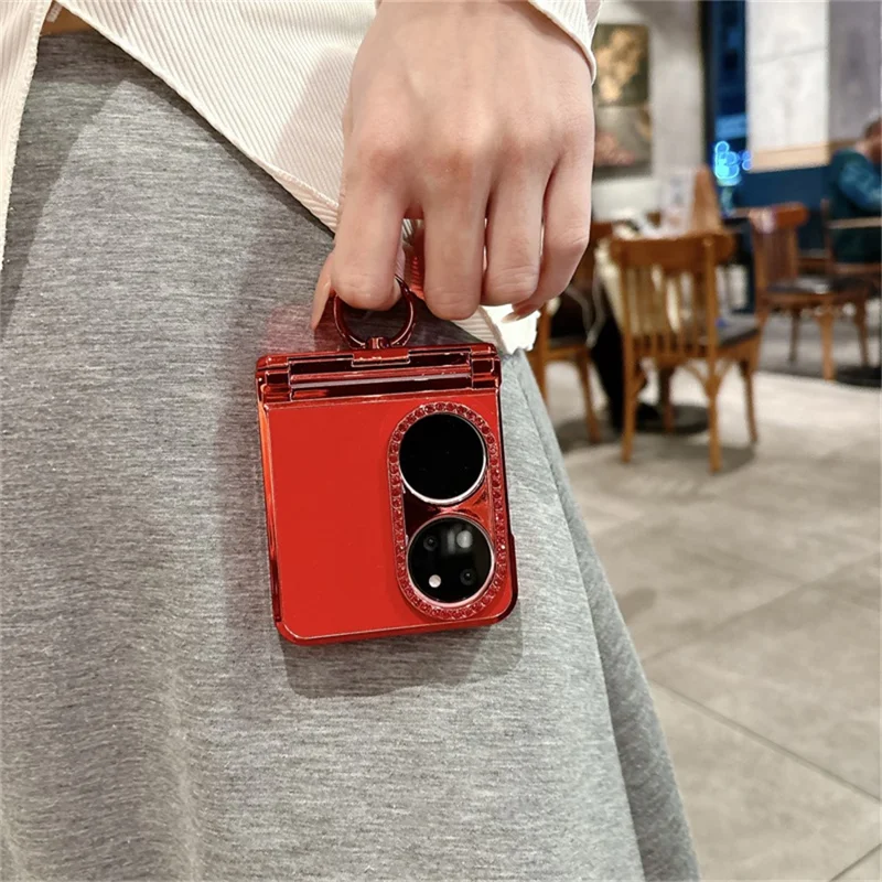 حالة لهواوي P50 جيب حالة هاتف أنماط الحصان للسنة الجديدة مع حامل خاتم وغشاء شاشة خلفي من الزجاج المقوى