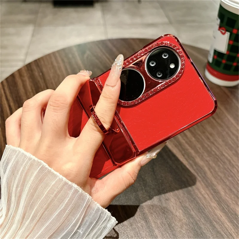 حالة لهواوي P50 جيب حالة هاتف أنماط الحصان للسنة الجديدة مع حامل خاتم وغشاء شاشة خلفي من الزجاج المقوى