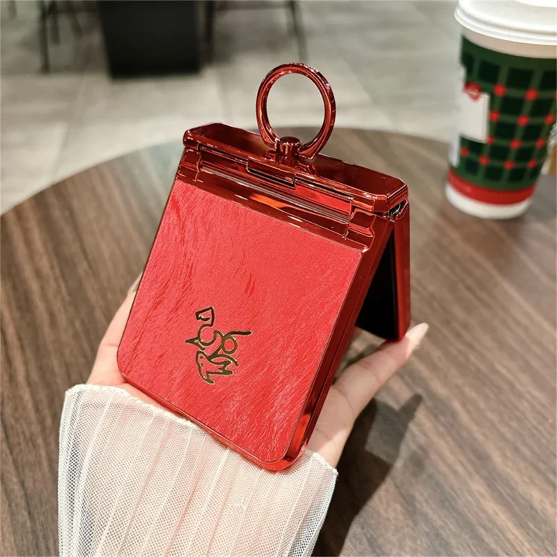 حالة لهواوي P50 جيب حالة هاتف أنماط الحصان للسنة الجديدة مع حامل خاتم وغشاء شاشة خلفي من الزجاج المقوى