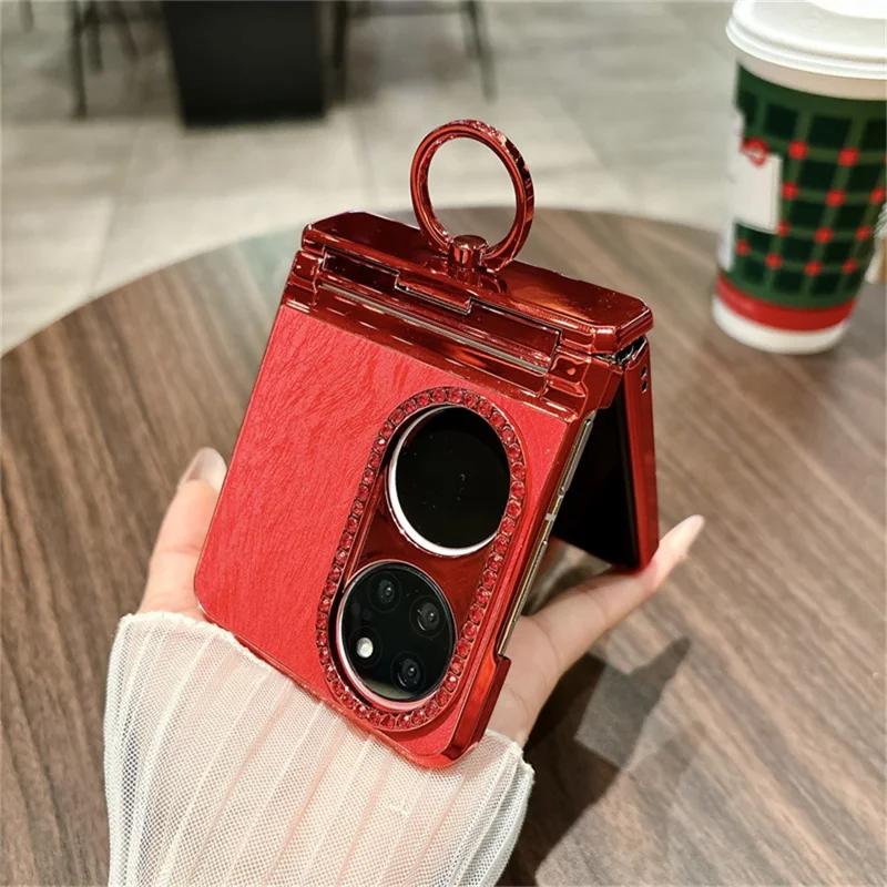 حالة لهواوي P50 جيب حالة هاتف أنماط الحصان للسنة الجديدة مع حامل خاتم وغشاء شاشة خلفي من الزجاج المقوى