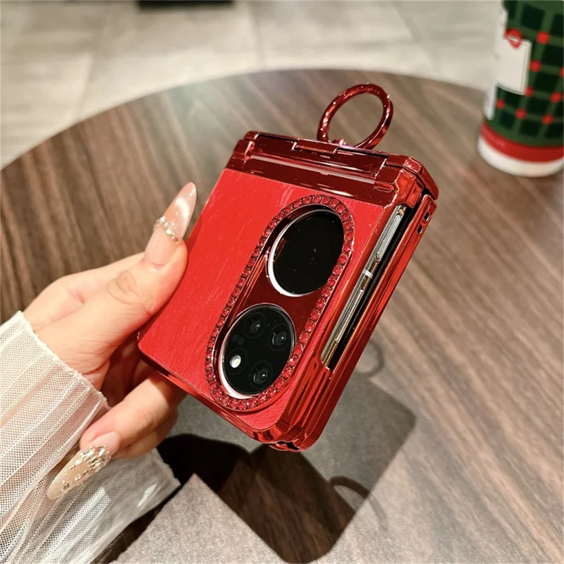 حالة لهواوي P50 جيب حالة هاتف أنماط الحصان للسنة الجديدة مع حامل خاتم وغشاء شاشة خلفي من الزجاج المقوى