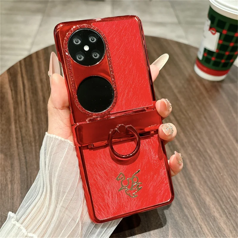 حالة لهواوي جيب 2 حالة سنة جديدة خيمة نمط الحصان غطاء الهاتف البولي كربونات مع حامل الخاتم وفيلم الشاشة الخلفي الزجاج المقسى