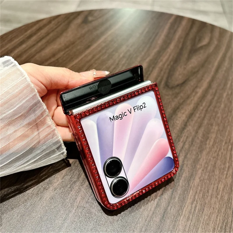 For Honor Magic V Flip 2 Case New Year Horse Pattern PC Phone Cover with Ring Holder and Tempered Glass Rear Screen Film