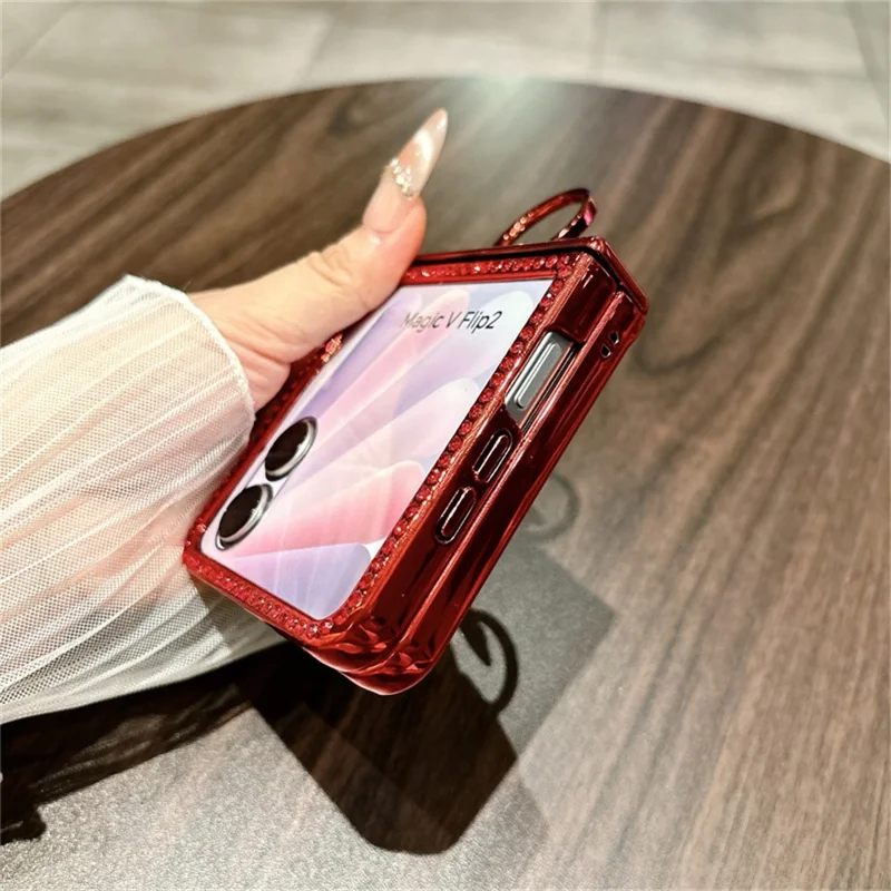 For Honor Magic V Flip 2 Case New Year Horse Pattern PC Phone Cover with Ring Holder and Tempered Glass Rear Screen Film