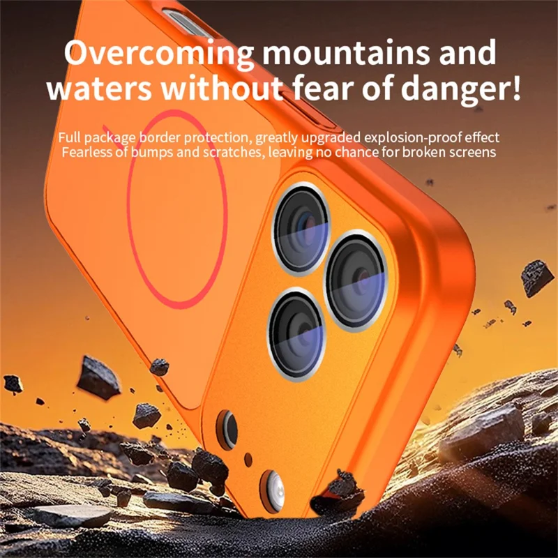 For iPhone 17 Pro Max Case Compatible with MagSafe Skin-touch PC + Silicone Phone Cover with Lens Film - Orange