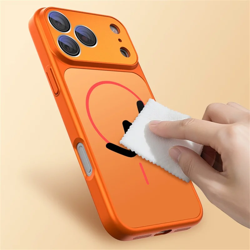 For iPhone 17 Pro Max Case Compatible with MagSafe Skin-touch PC + Silicone Phone Cover with Lens Film - Orange
