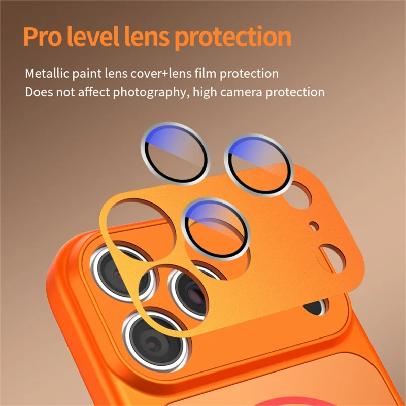 Coque pour iPhone 17 Pro compatible MagSafe, housse tactile en PC + silicone avec film de protection d'objectif - Orange