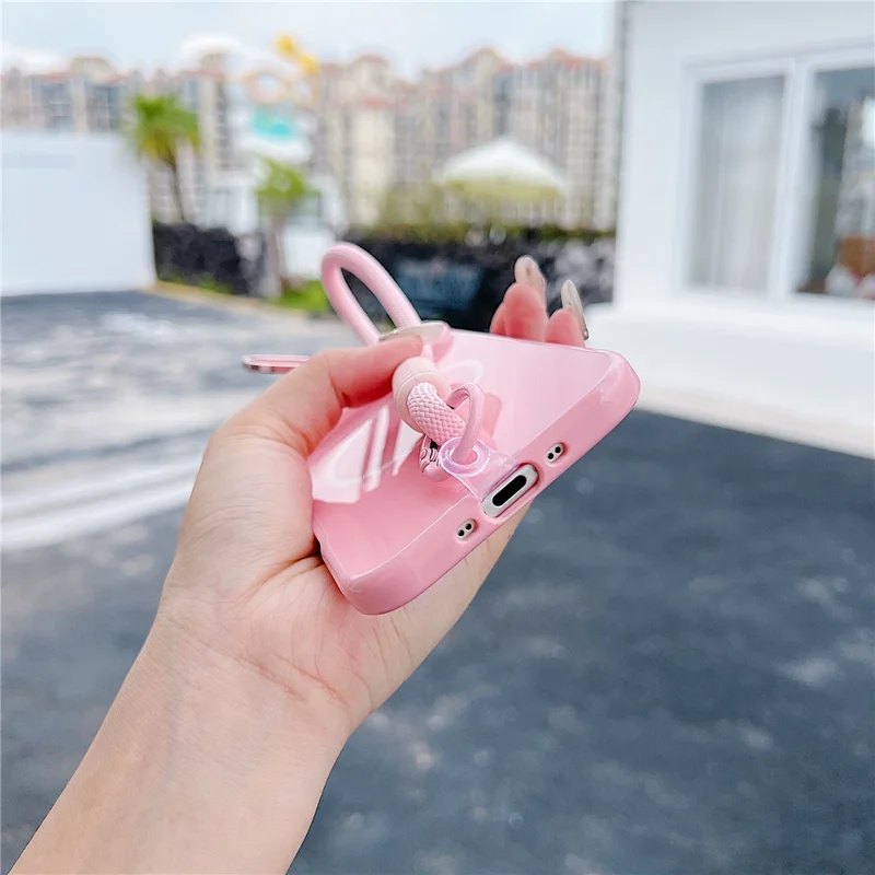 Coque magnétique pour iPhone Air, housse de téléphone TPU + PC avec support à lentille, verre trempé et sangle, compatible MagSafe - Rose