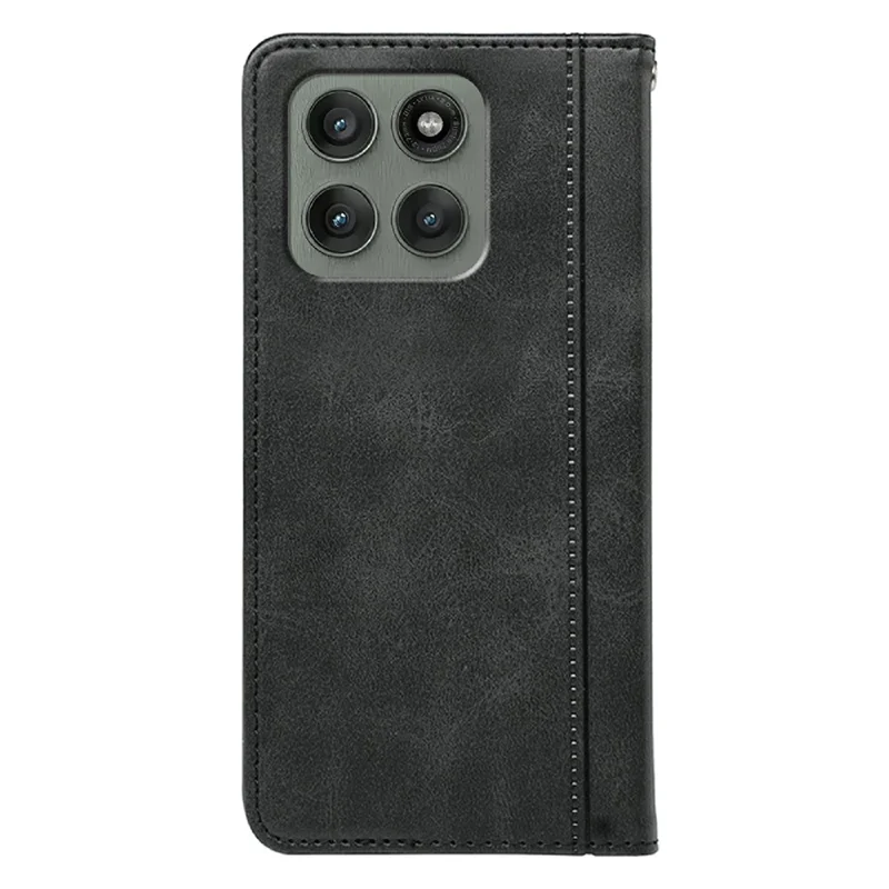 For Motorola Edge 70 5G Case Hidden Magnetic Closure Calf Texture Leather Phone Cover - Black